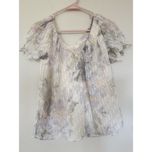 Rebecca Taylor Silk Floral Blouse Size Small Romantic Fairycore Feminine Texture - Picture 1 of 6